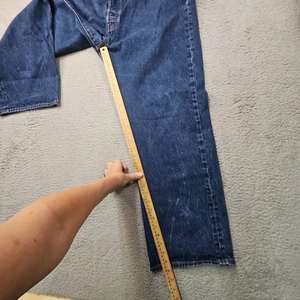 Levis 501 Jeans Mens 44x34 Blue Denim Classic Straight Cowboy Classic Dark Wash